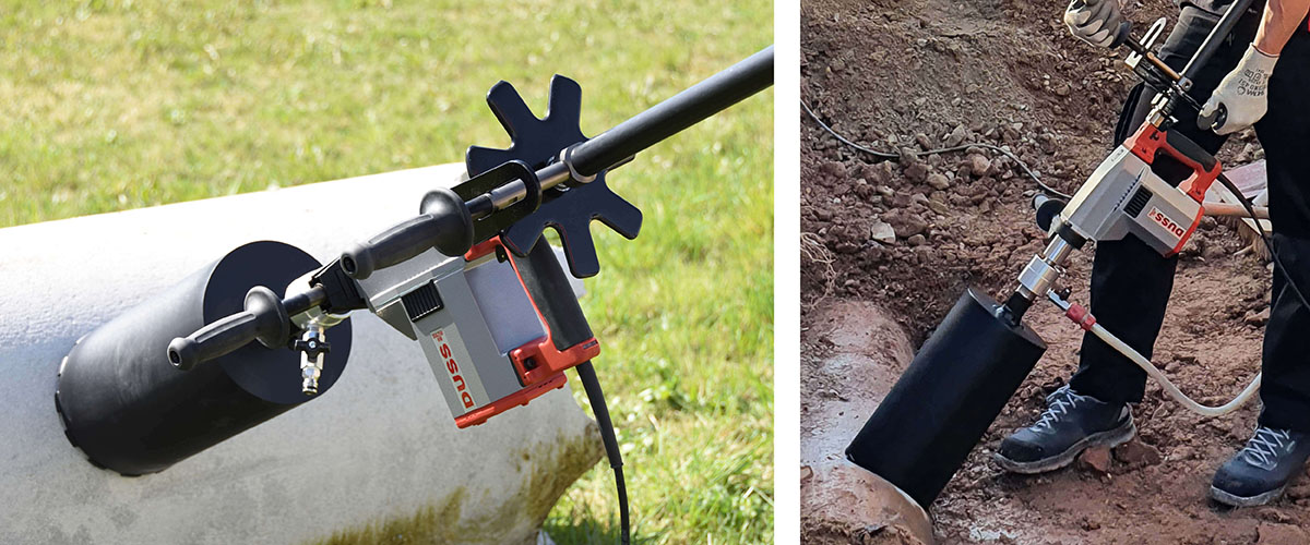 Kraftvoll und überzeugend im Einsatz - die DIA 250 HW mit Vorschubsystem und durchgängiger Hohlspindel wurde speziell für Kanal- und Tiefbau entwickelt